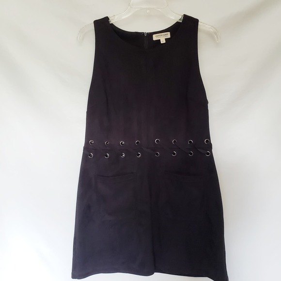 Cotton Candy Faux Suede Dress Sz L Y2K Grunge Festival Goth Grommet Academia - Picture 3 of 13